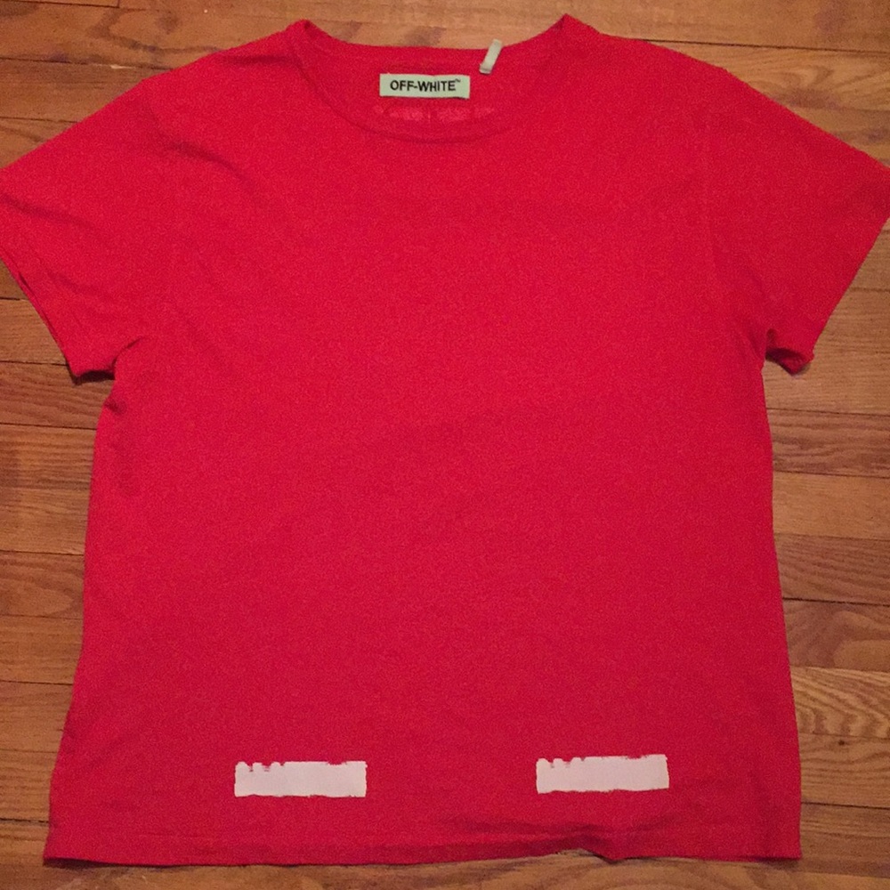 Authentic Off White T-Shirt ( Red) Sz L